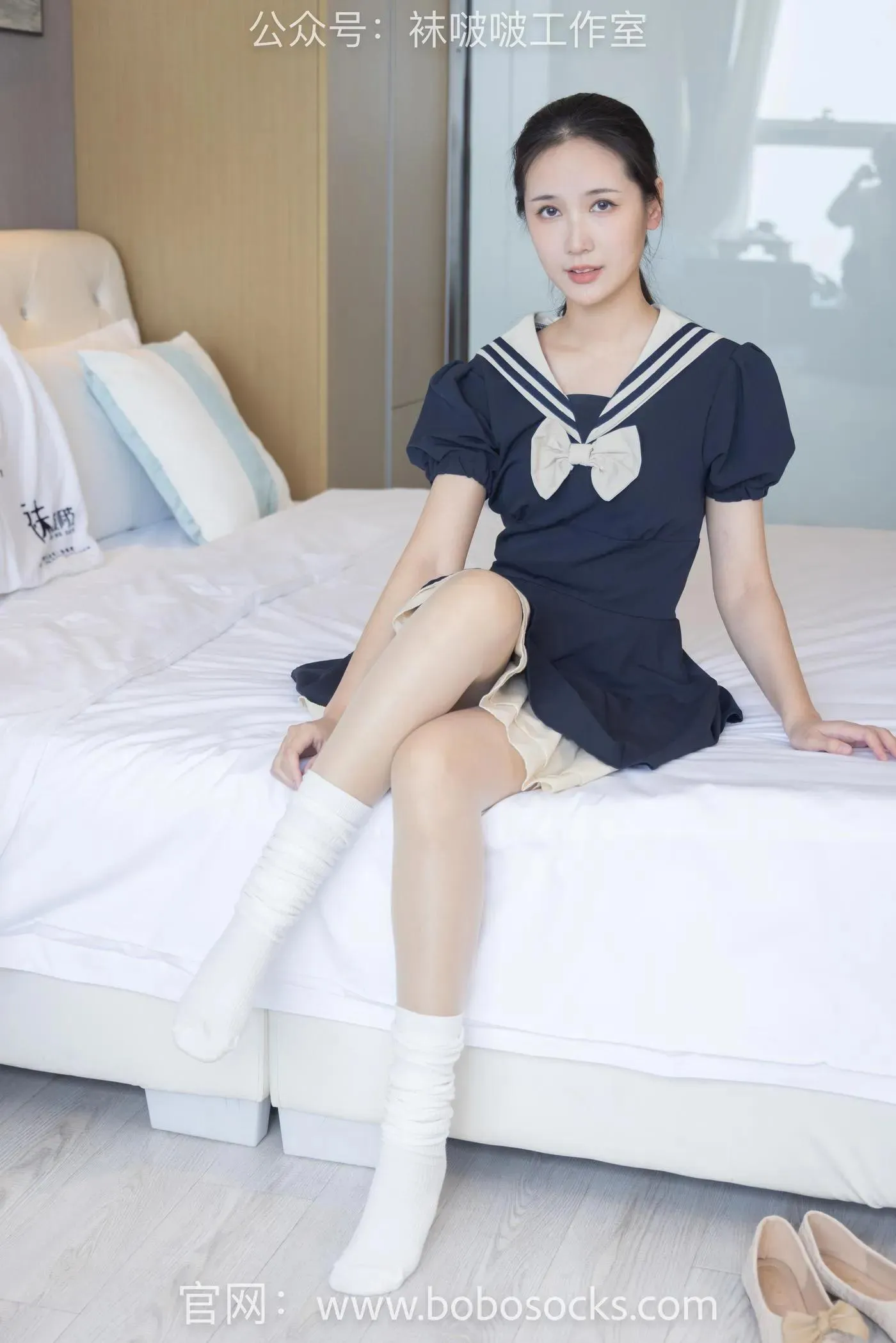 [BoBoSocks袜啵啵]NO.107 小安-平底鞋、白棉袜、肉丝 [140P]插图1